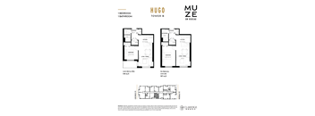 A floor plan for a Hugo Tower B Muze on Rideau shows two different unit layouts.