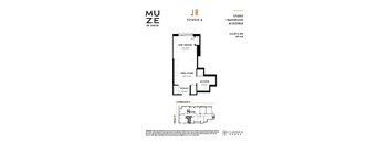 A floor plan for a studio apartment on Rideau Street.