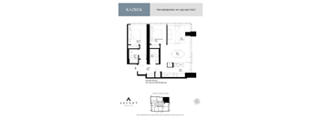 A floor plan for a two bedroom apartment sized 991 square feet.