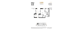 A floor plan for a unit in the Ludo Tower B of the Muze on Rideau.