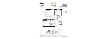 A floor plan for a fully accessible 2 bedroom, 2 bathroom apartment.