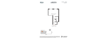 A floor plan for an apartment in the Skye building.