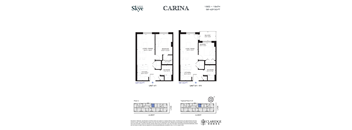 A floor plan for a home with two bedrooms and one bathroom is shown.