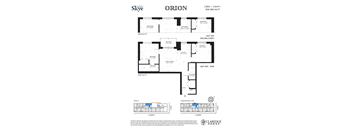 A floor plan for a home with two bedrooms and two bathrooms is shown.