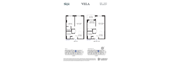 A floor plan for a Vela property by Claridge Homes shows two different unit layouts.