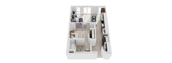 a floor plan of a house with a bedroom and a living room