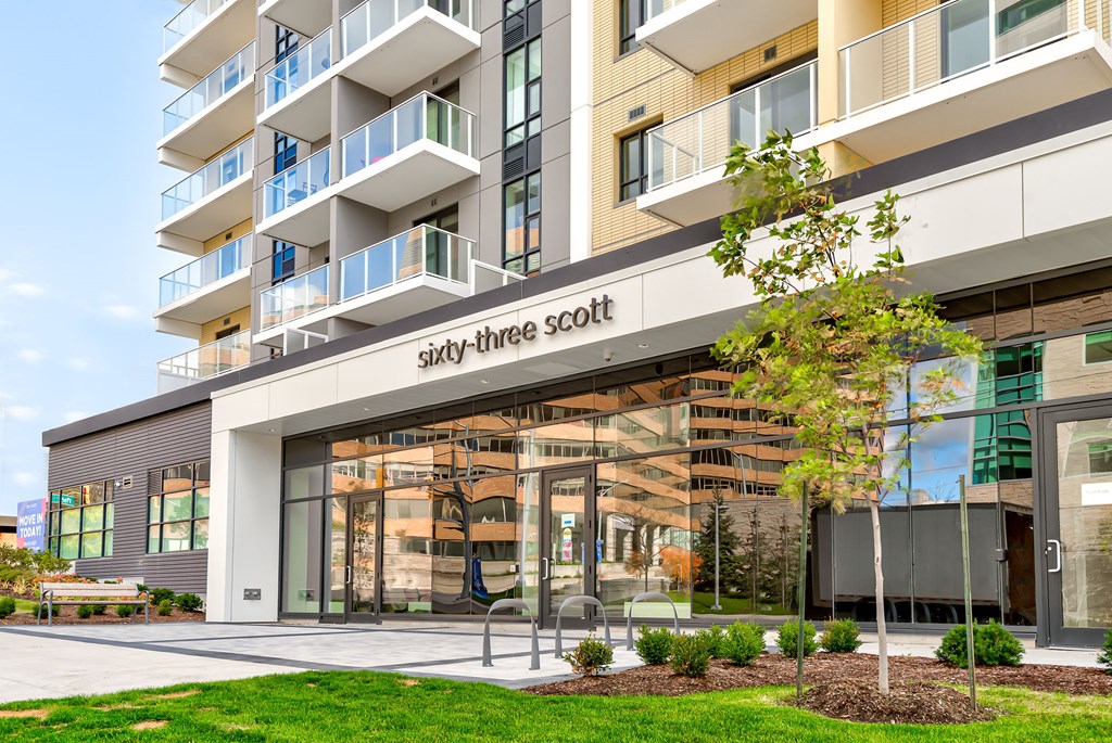 a building with a sign on the front of it