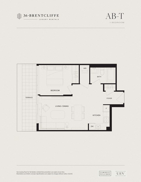 floor plan of a 1 bedroom apartment