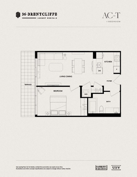 the floor plan of 42 downtown apt