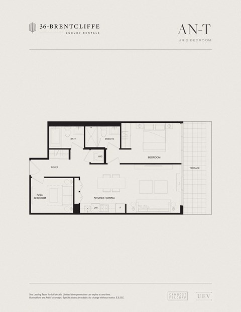 the site plan of 2 bedroom apartment at the residences