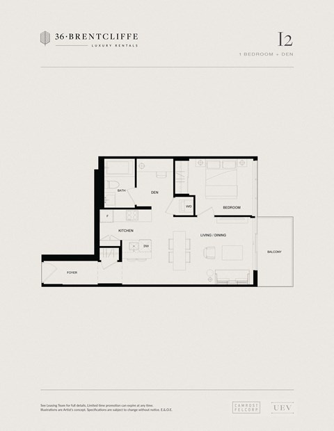the level 12 floor plan of a 2 bedroom apartment