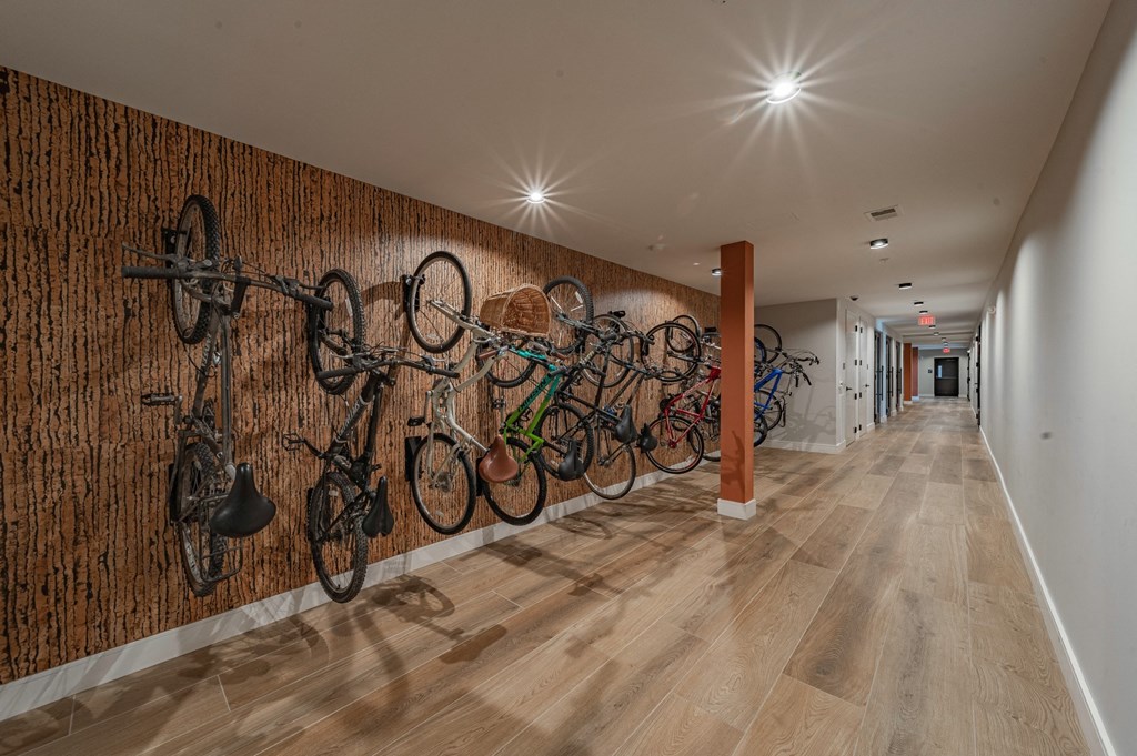 a long corridor with bikes on the wall at Preston Ridge, North Carolina, 28602