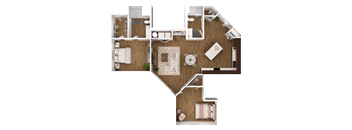 a floor plan of a 3 bedroom apartment at Park View Greer, Greer, SC