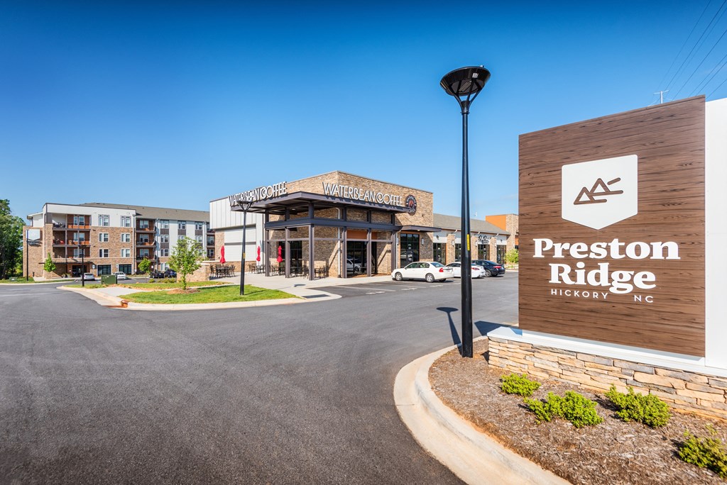 the preserve at presbyterian presentation sign in front of a building