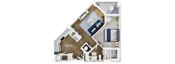 a floor plan of a room with a bedroom and a living room