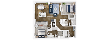a 1 bedroom floor plan with a bathroom and a living room
