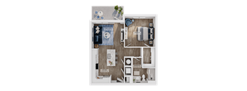 a 1 bedroom floor plan with a bathroom and a living room