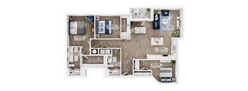 a floor plan of a house with a bedroom and a living room