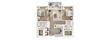 A detailed floor plan of a modern apartment layout.