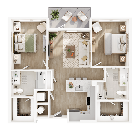 A detailed floor plan of a modern apartment layout.
