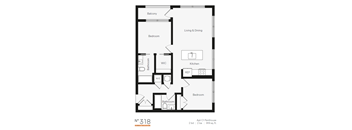 C1 Two Bedroom / Two Bath (Phase One). The Rigsbee Collection. Durham, NC.