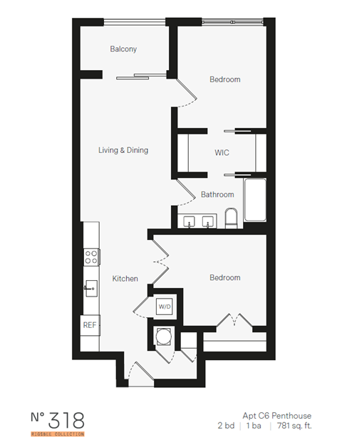 C6 Two Bedroom / One Bath (Phase One). The Rigsbee Collection. Durham, NC.