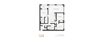 D1 Three Bedroom / Two Bath (Phase One). The Rigsbee Collection. Durham, NC.