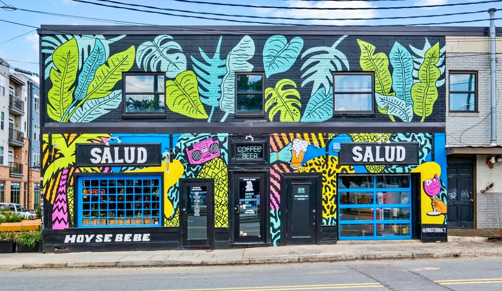 a mural on the side of a building at The Collection Charlotte in Charlotte, NC, 28205