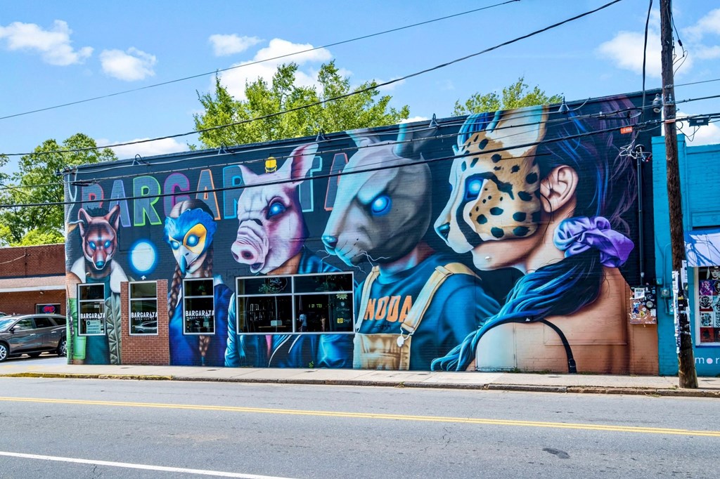 a mural on the side of a building on a city street at The Collection Charlotte in Charlotte, NC, 28205