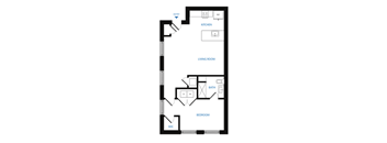 a floor plan of a unit with a bedroom and a living room