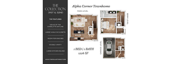 A house plan for a townhome with a kitchen island and a large walk-in closet.