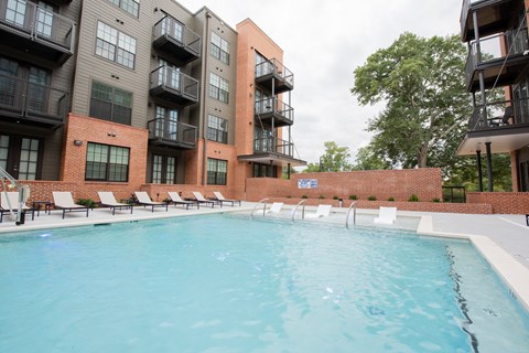 our apartments have a large pool in front of our building