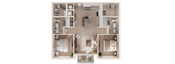 B1 - Two Bed / Two Bath. The Easley. Rock Hill, SC.