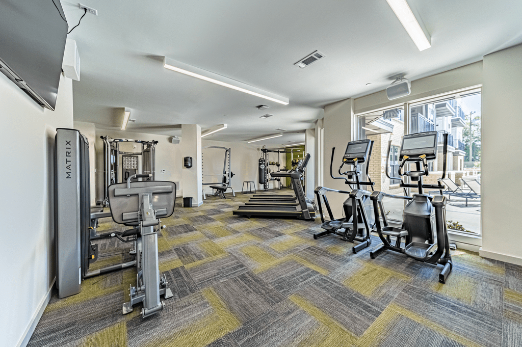 the apartments at masse corner 205 fitness room at The Fitzgerald, Spartanburg, South Carolina