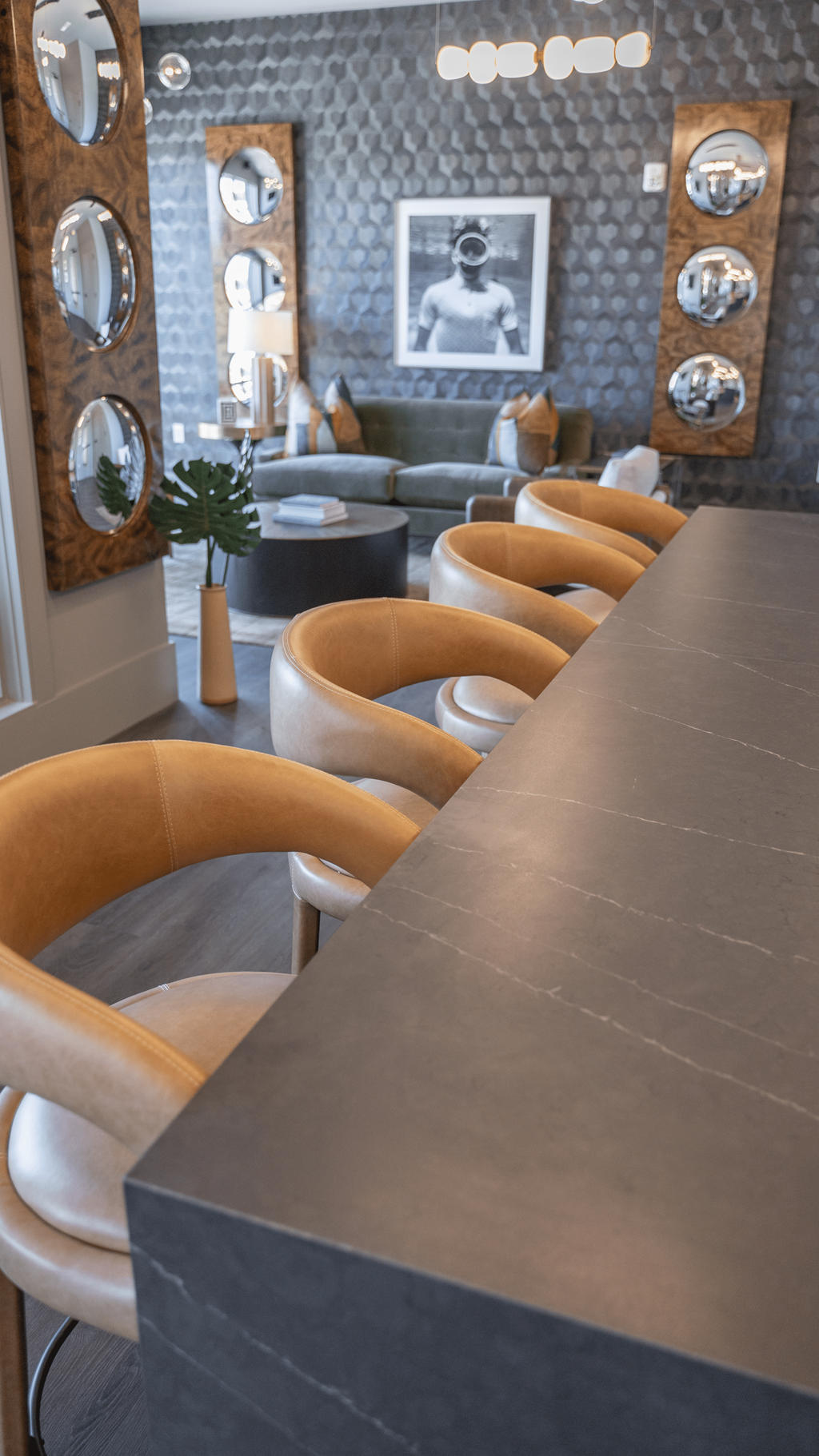 a view of the bar and seating area from behind the counter in a restaurant at The Fitzgerald, Spartanburg, SC