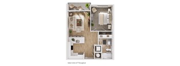 1 Bed 1 Bath Floor Plan at The Fitzgerald, Spartanburg, SC, 29302