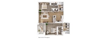 2 Bedroom 2 Bath Floor Plan at The Fitzgerald, Spartanburg