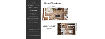 A floor plan for a townhome with two bedrooms and a large kitchen.