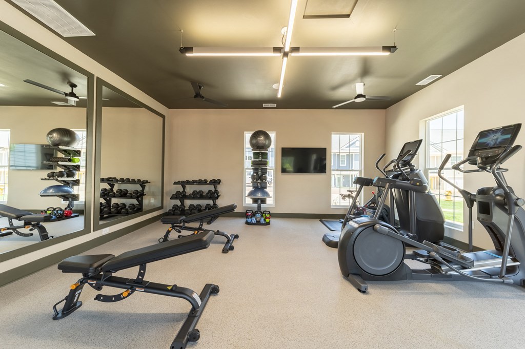 the gym at Landon Green Artisan Cottages Apartments, Hickory, NC, 28601