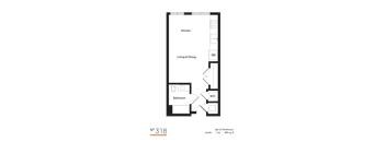 a floor plan of a unit with a bedroom and a bathroom