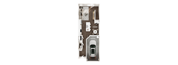 A top-down view of a car's interior layout.