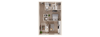 S1A - One Bed / One Bath Studio. 4th Floor. No Balcony. The Easley. Rock Hill, SC.