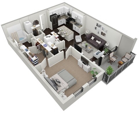 1 Bedroom 1 Bath with Balcony D at Skylark, Georgia