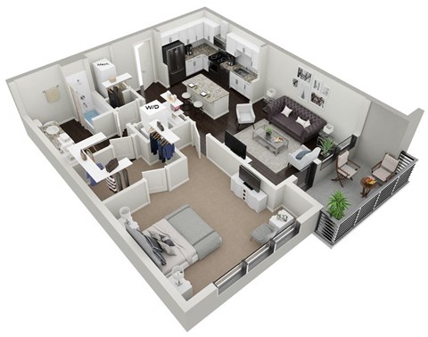 1 Bedroom 1 Bath with Balcony E at Skylark, Georgia, 31401