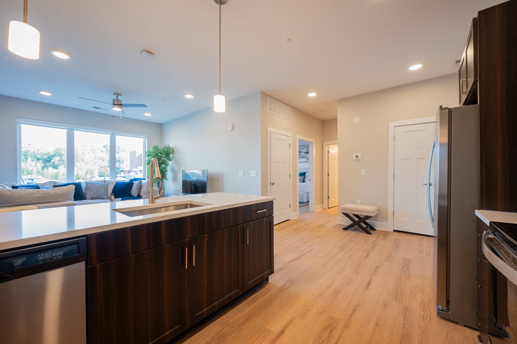 a kitchen and living room in a new home at Park View Greer, South Carolina