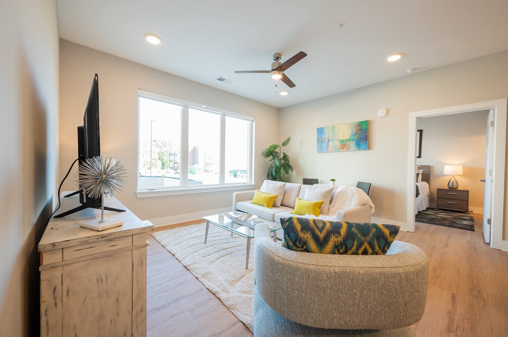 a living room with a couch and a tv at Park View Greer, South Carolina, 29365