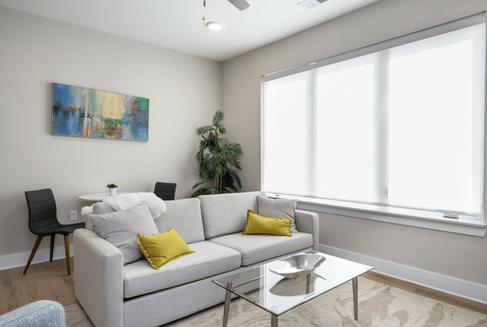 a living room with a couch and a coffee table at Park View Greer, Greer, South Carolina