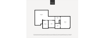 A floor plan for a living room, kitchen, and bedrooms.
