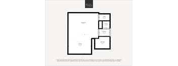A black and white image of a floor plan for a building named Brick+Timber.