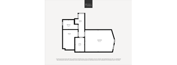 A black and white image of a floor plan for a Brick+Timber property.